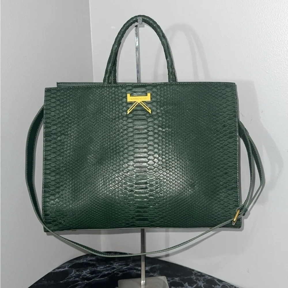 KLASSICKLOTH BOUID 34 Laptop Bag Dark Green Leather Removable Clutch AUTHENTIC - Picture 5 of 11